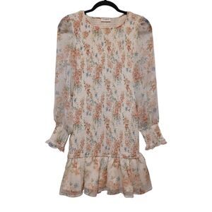 Storia Floral Long Sleeve Midi Dress Size Small-EUC